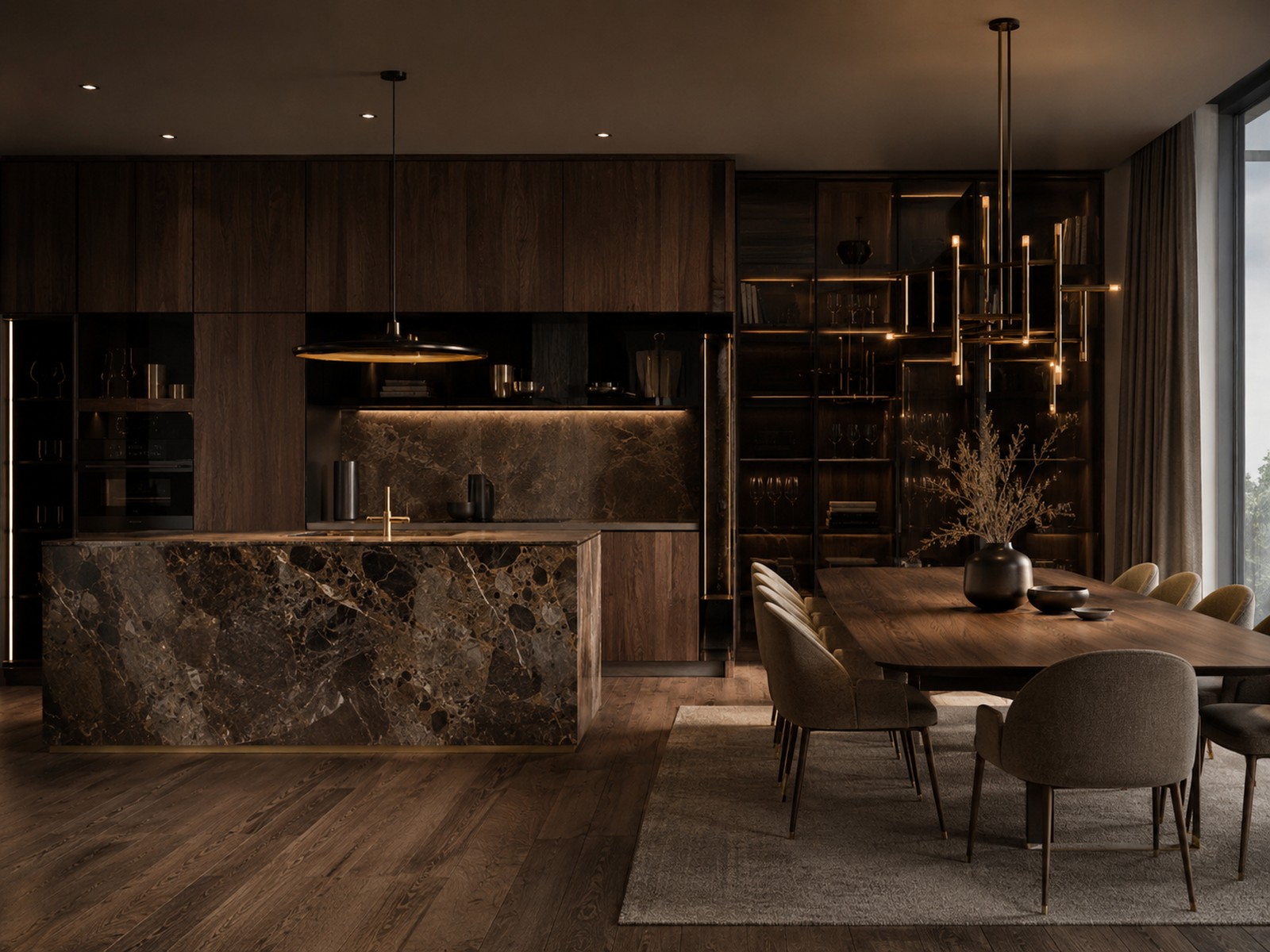 Elegancka kuchnia i jadalnia